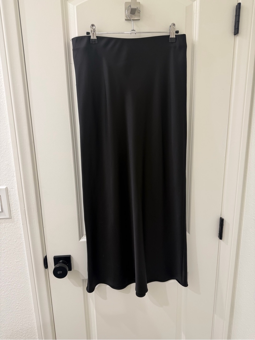 Black Satin Midi Skirt